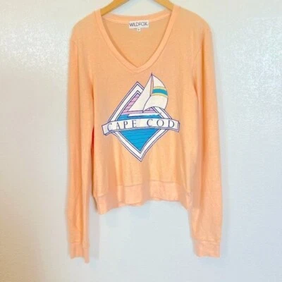 RARA Sudadera Wildfox Melocotón Cuello en V Cape Cod Yate Navegación NUEVA Pequeña Nueva Sin Etiquetas Foto 1 de 4