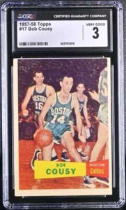 1957 TOPPS #17 BOB COUSY CGC 3 VERY GOOD RC ROOKIE CELTICS DP 3794 - Picture 1 of 2