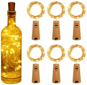 Copper Bottle String Lights Light 20 LED Warm Cool White Fairy Wine Cork Shaped - Picture 1 of 36