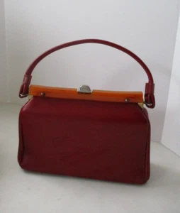Dover Vintage 60S Womens Dark Red Faux Leather Frame Bag Handbag 7.25x10.5 - Picture 1 of 15