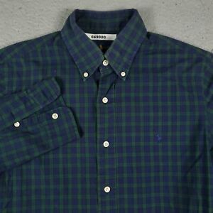 Ralph Lauren Shirt Mens 15 Blue Green Plaid Pony Dress Button Up Long Sleeve