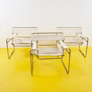 poltrone wassily vintage in stile, tre pezzi - Foto 1 di 12