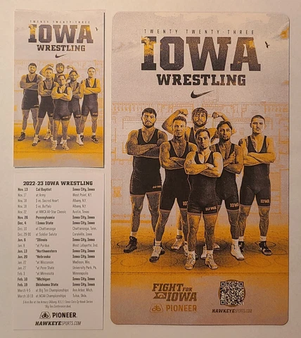 2022-2023 IOWA HAWKEYES Wrestling Team Magnet & Pocket Schedule Cover