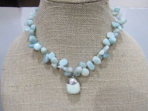 Amazonite Nugget Necklace W Sterling Amazonite Pendant W Hook Clasp 20" T Long - Picture 1 of 10