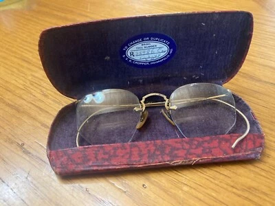 Anteojos vintage 1944 rellenos de oro 1/2 octágono con estuche Stella Cropper OPT. Foto 1 de 4
