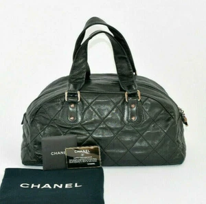 CHANEL Classic Large Shopping Quilted Tote Black SOFT Leather Bowler Bag CC - Picture 1 of 12