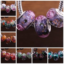 HOT 10pcs Murano Lampwork Glass Charm Big Hole Beads Fit European Bracelet 