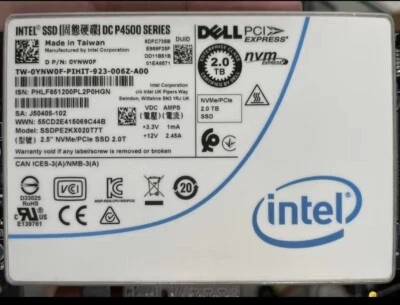 Intel 2TB P4500 SSD Series DC NVME U.2 2.5" SSDPE2KX020T7T Solid State Drive - Image 1 of 2