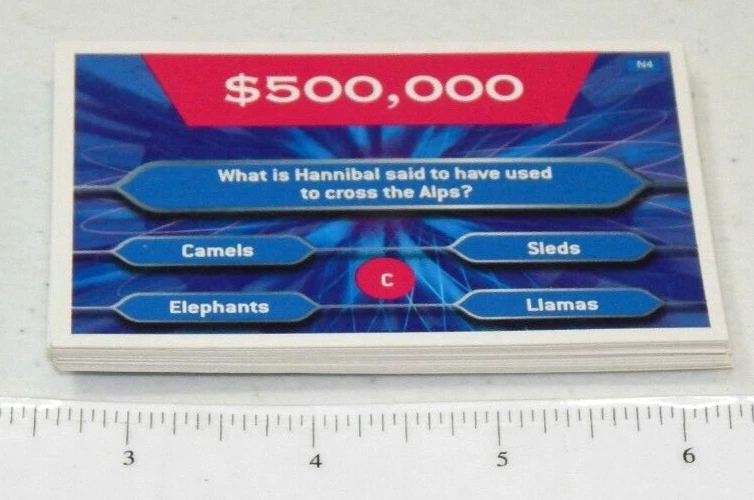 2000 Who Wants To Be A Millionaire Junior Game $500,000 Question Cards Only - Image 1 of 1