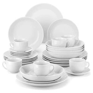 MALACASA Series Amelia, Porcelain Dinnerware Set White Dishware Service for 4/6 - Picture 1 of 58