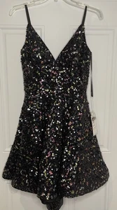 NEW Ashley Lauren Multi Sequin Mini A Line Dress 4073 Size 2 Formal Homecoming - Picture 1 of 16