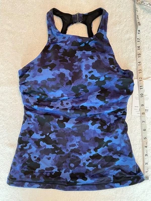 Camiseta Tankini Athleta 34D/DD Azul Camuflaje Maldivas Cuello Alto Surf 657735 S M Nueva con Etiquetas Foto 1 de 4