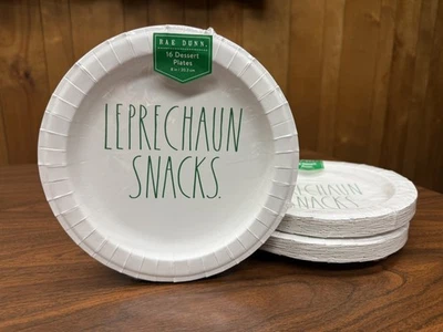 Rae Dunn “Leprechaun Snacks” 16 Platos de Papel 8" Diam Nuevo en Paquete Foto 1 de 4