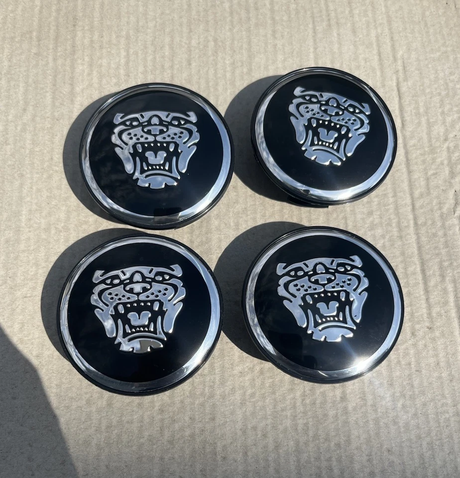JAGUAR 4 件套黑色车轮中心盖 59 毫米 - 保证满意度 — 第 1/4 张图片