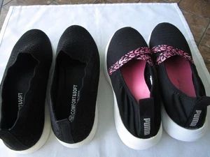 2 PAAR LAUFSCHUHE. GRÖSSE: 7 PUMA UND MARKENLOSE SCHWARZE KOMFORTSCHUHE ZUM ÜBERZIEHEN - Bild 1 von 9