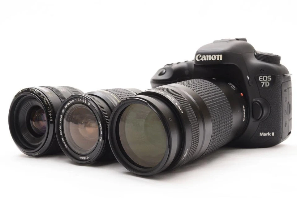 Good condition Canon EOS 7D MarkII Digital SLR camera triple lens set Works well - Image 1 of 4