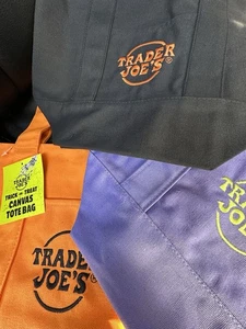 TRADER JOE'S HALLOWEEN 2025 Lote De 3 MINI TOTE Negro Naranja Púrpura ¡Envío Más Rápido! - Imagen 1 de 1