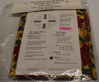 FALDA DE ÁRBOL o TOPPER DE MESA patrón tela edredón kit cuelga 2003 flores de pascua Foto 1 de 3