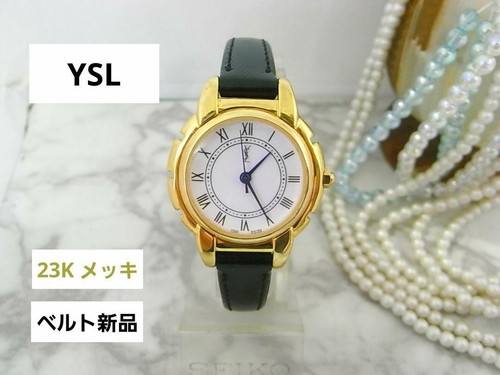 SAINT LAURENT (YSL) Orologio Donna Yves Saint Laurent YSL Swiss Made Placcato Oro 23K Funzionante Batte