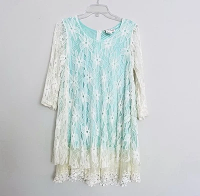 Top túnica para mujer Lady Noiz talla grande encaje azul aguamarina 3/4 Foto 1 de 4