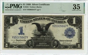 1899 $1 Silver Certificate Blue Teehee Burke Fr# 233 PMG VF35 - Picture 1 of 2
