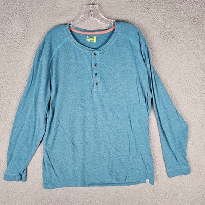 Tasc Henley Shirt Mens 2XL Blue Stretch Long Sleeve Orleans Bamboo Performance - Image 1 of 4