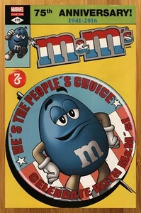 2016 Marvel Comics M&M'S Candy Print Ad/Poster Blue Captain America Avengers Art - Picture 1 of 4