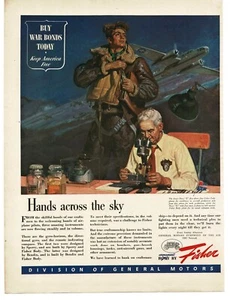 1944 GM Body By Fisher B-25 Mitchell Bomber Pilot Dean Cornwell WWII Print Ad - Picture 1 of 1