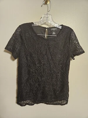 Liz Claiborne Career Lace Top Black Size PS - Image 1 of 4