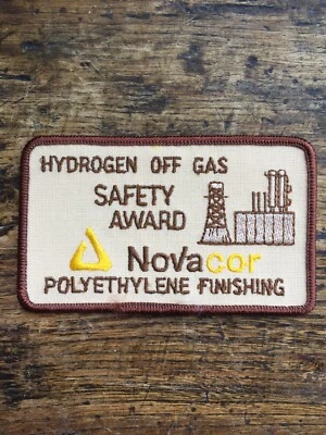 Vtg Novacor 4” Embroidered Sew On Patch Badge Chemical Safety Award Hydrogen H2S - Image 1 of 4
