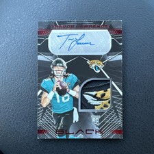 2021 Panini Black Trevor Lawrence #/15 Red Rookie Logo Patch Auto RPA Jaguars