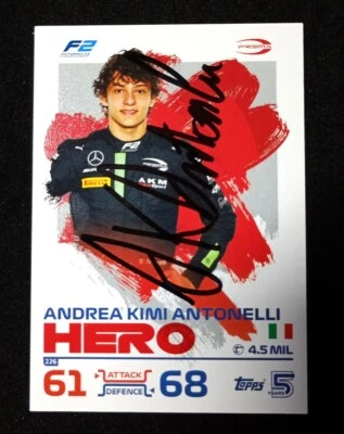 F1 CARD Topps autografo KIMI ANTONELLI Mercedes hand SIGNED original - Immagine 1 di 2
