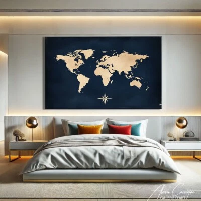 Map of the World Wall Art Canvas Travel Art Print Canvas House Decor Living Room - Image 1 of 4