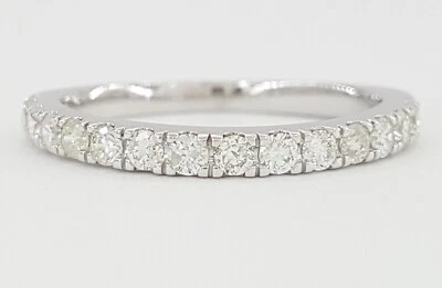 Half Circle Round Diamond Wedding Band 0.5 ct Prong Set 10k White Gold 2.2 mm - Image 1 of 4