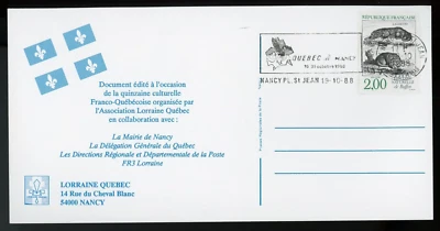 ¡MAXI TARJETA FRANCIA 1988, QUINZAINE CULTURELLE "QUEBEC A NANCY"!! L70 Foto 1 de 2