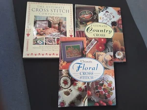 3 Cross Stitch Pattern Books- Flowers,scenes Floral guide Needle Embroidery - Picture 1 of 5