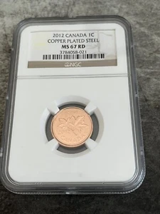 2012 1c CANADA NGC MS 67 RED COPPER PLATED STEEL - Picture 1 of 2