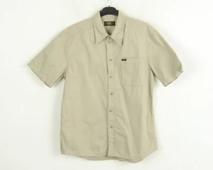LEE Vintage Mens L Western Shirt Beige Short Sleeved Strong Cotton Button Up Top - Picture 1 of 9