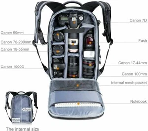 K&F Concept DSLR Camera Backpack for Canon Nikon Sony Waterproof Large Capacity - Picture 1 of 12