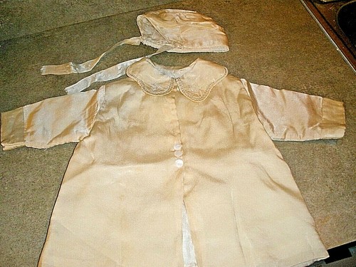 OFF WHITE Cappotto giacca e cappello bambino battesimo battesimo antico vintage bianco sporco