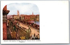 Vtg England Historic Old London Bridge Over Thames River 1910s View Postcard
