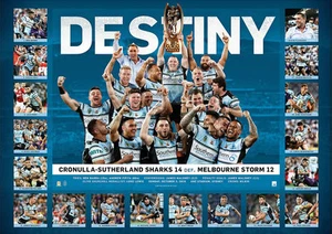 CRONULLA SHARKS 2016 NRL PREMIERS LIMITED EDITION PRINT GALLEN BARBA ENNIS - Picture 1 of 1