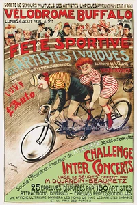 Póster publicitario de arte de pared francés vintage de bicicleta ciclista búfalo velódromo - Imagen 1 de 10