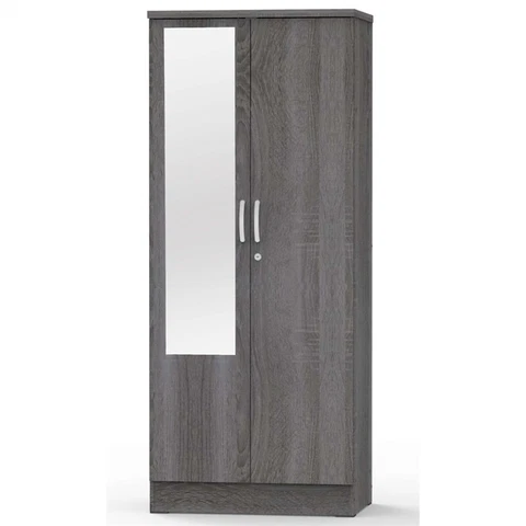 Better Home Products Harmony Two Door Armoire Wardrobe with Mirror in Gray Cover