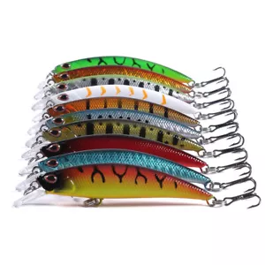 10PCS Sinking Fishing Lures 8cm/9g Minnow Hooks Crankbait Tackle Hard Bait Bass - Picture 1 of 22