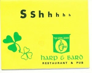 Harp and Bard Restaurant Boston music appetizers menu shhhh booklet 1960s - Picture 1 of 3