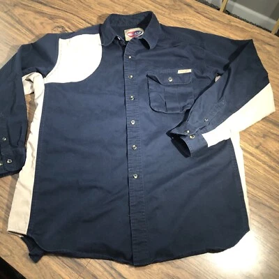 Camisa Wrangler Pro Gear Para Hombre XL Manga Larga Azul Tostado Tiro Caza 17-17.5 Foto 1 de 4