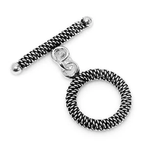 6 SET 18X27MM Copper Bali Toggle Clasp Oxidized Sterling Silver Plated 565 - Picture 1 of 3