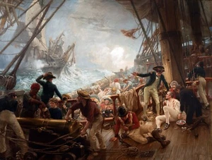 Battle Trafalgar Death of Nelson Gemälde von William Brassey Loch Reproduktion - Bild 1 von 3