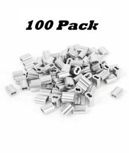 Paquete de 100 férulas dobles de aluminio de 3/32 pulgadas suministros para atrapar cables - Imagen 1 de 4